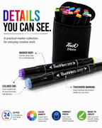 Touch 24-Color Double-Ended Marker Set – Fine & Chisel Tips with Black Pouch for Artists, Students, Sketching & Coloring