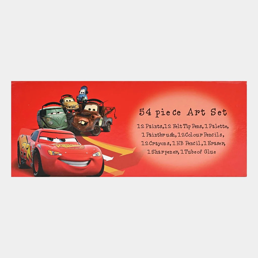 Cars-Themed 54 Piece Kids Art & Coloring Set – Complete Drawing, Coloring & Painting Kit