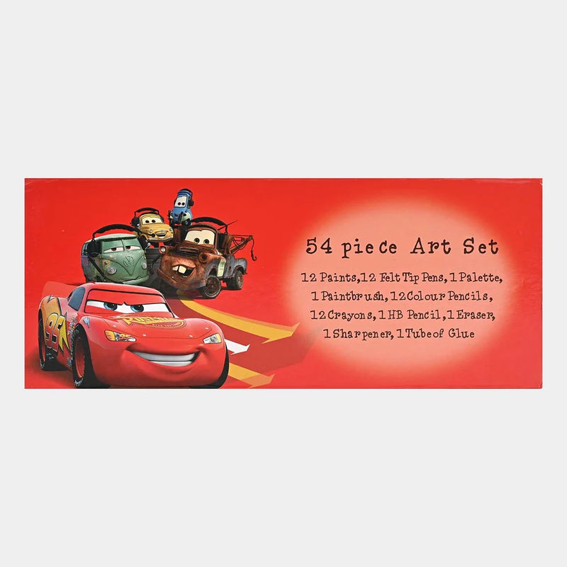 Cars-Themed 54 Piece Kids Art & Coloring Set – Complete Drawing, Coloring & Painting Kit