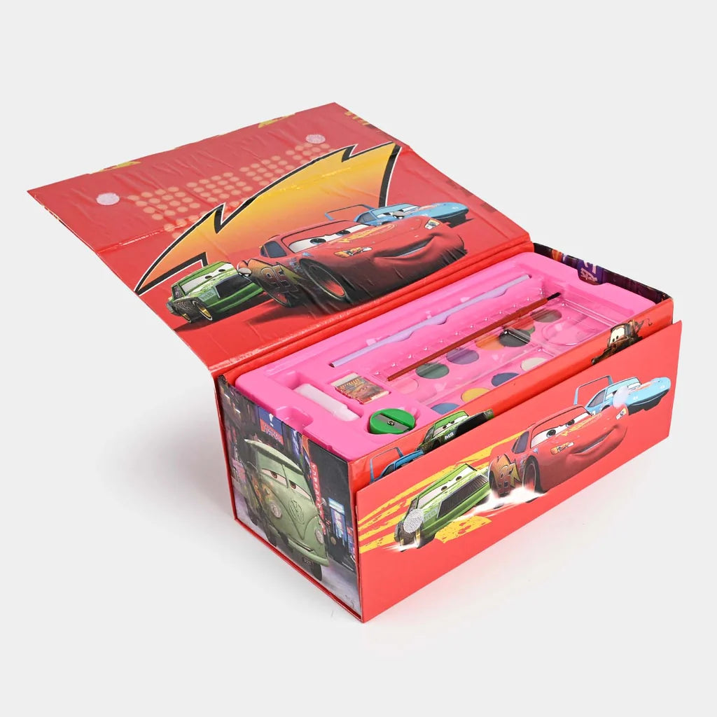Cars-Themed 54 Piece Kids Art & Coloring Set – Complete Drawing, Coloring & Painting Kit