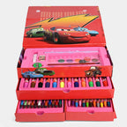 Cars-Themed 54 Piece Kids Art & Coloring Set – Complete Drawing, Coloring & Painting Kit