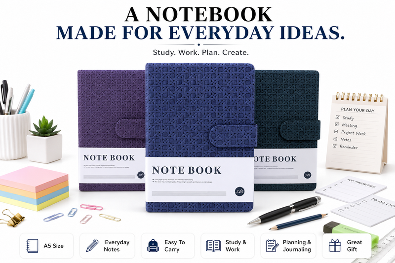 Classic A5 Writing Journal with Magnetic-Style Closure – Keep Your Notes Safe, Neat & Organized