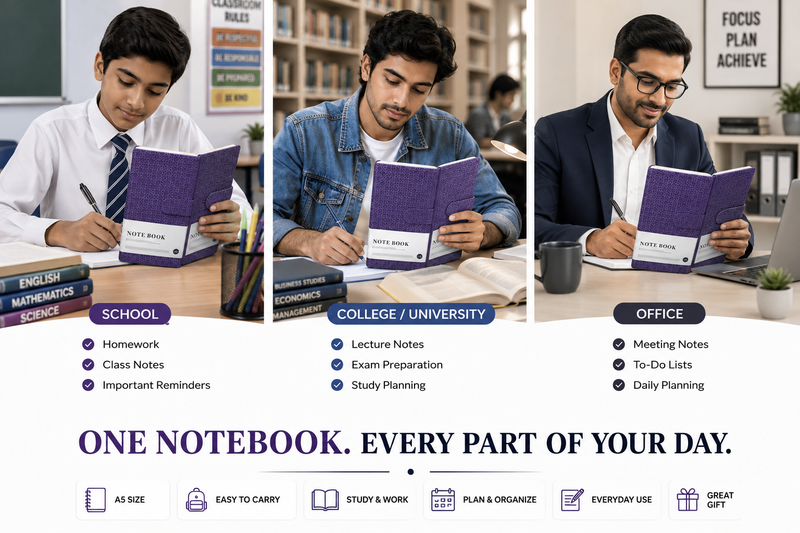 Classic A5 Writing Journal with Magnetic-Style Closure – Keep Your Notes Safe, Neat & Organized