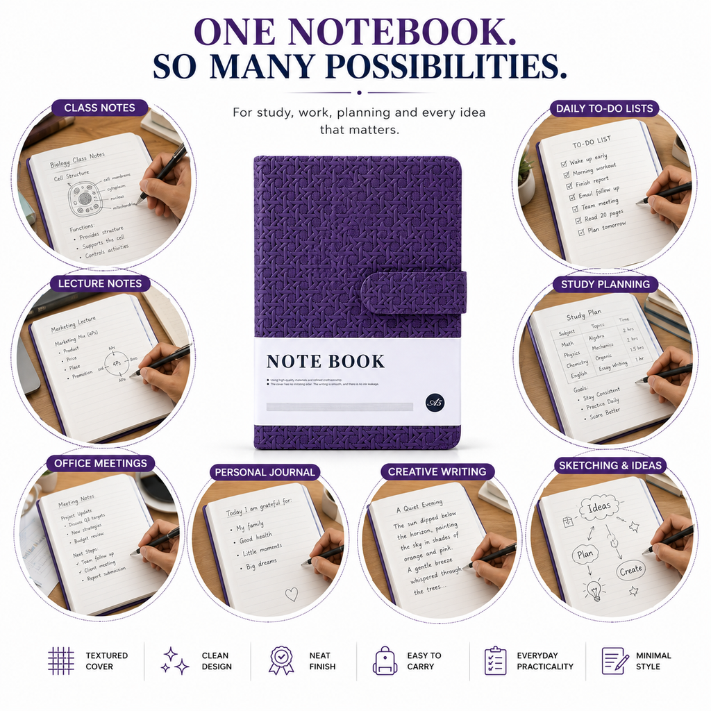 Classic A5 Writing Journal with Magnetic-Style Closure – Keep Your Notes Safe, Neat & Organized