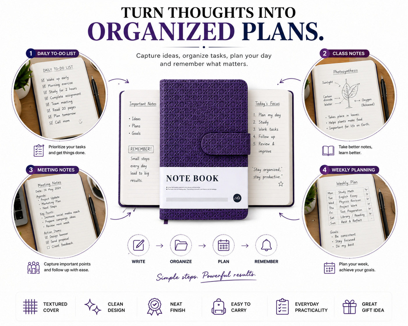 Classic A5 Writing Journal with Magnetic-Style Closure – Keep Your Notes Safe, Neat & Organized