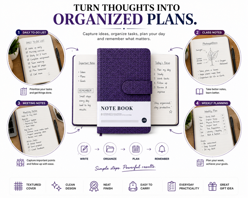 Classic A5 Writing Journal with Magnetic-Style Closure – Keep Your Notes Safe, Neat & Organized