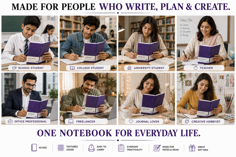 Classic A5 Writing Journal with Magnetic-Style Closure – Keep Your Notes Safe, Neat & Organized