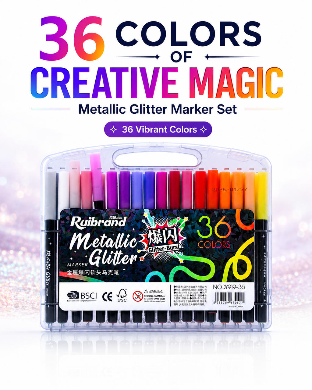 ruibrand metallic glitter 36 colours