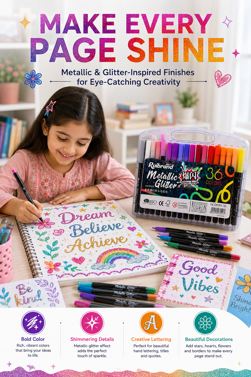 ruibrand metallic glitter 36 colours