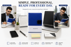 NOTEBOOK” belly band  and three visible colours—black  blue and brown.