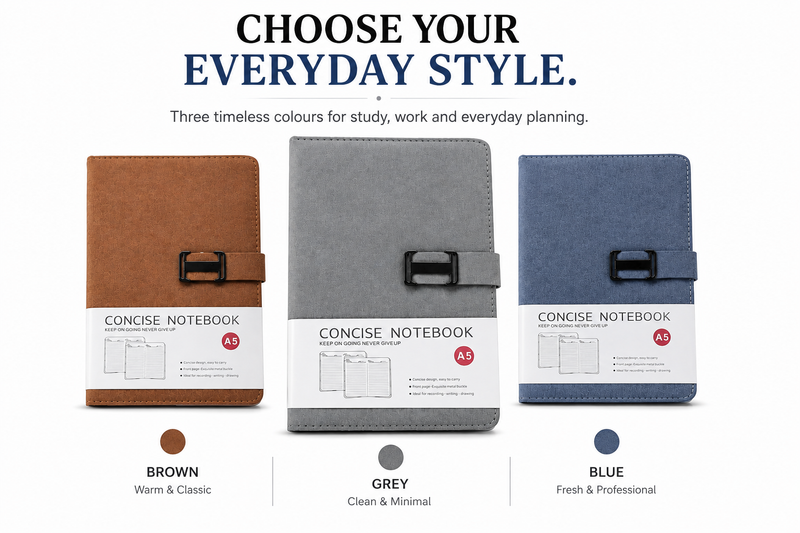 A5 Concise Notebook – Stylish Hardcover Journal with Secure Front Closure for Students, Office & Everyday Use