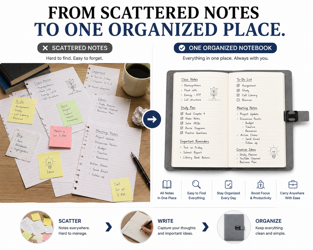 A5 Concise Notebook – Stylish Hardcover Journal with Secure Front Closure for Students, Office & Everyday Use