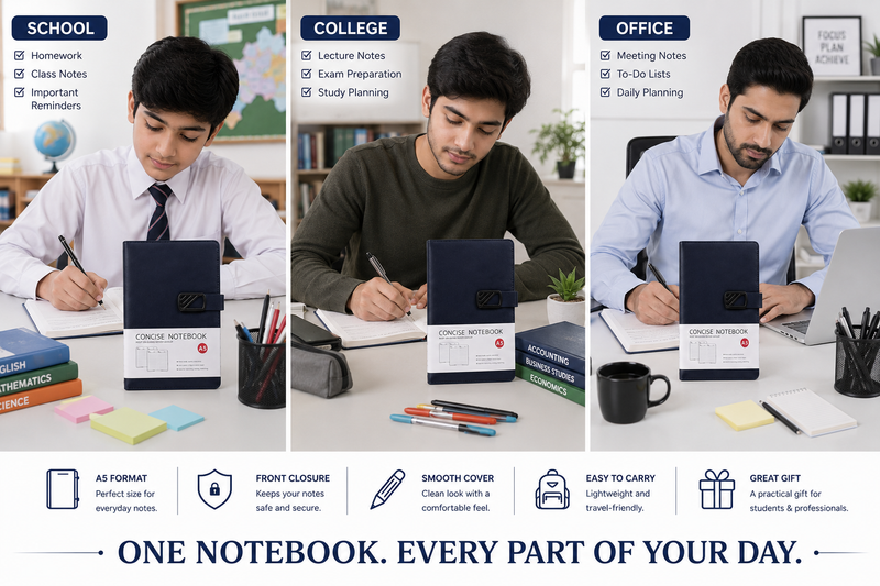 Elegant A5 Concise Notebook – Hardcover Diary for Everyday Writing, Organized Notes & Planning