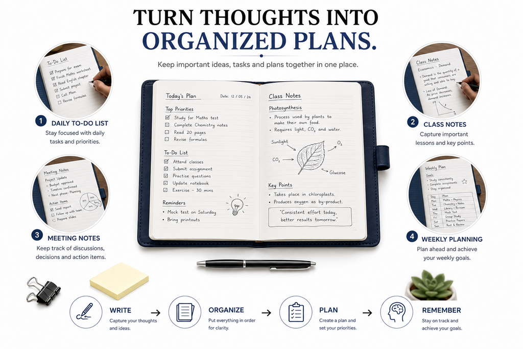 Elegant A5 Concise Notebook – Hardcover Diary for Everyday Writing, Organized Notes & Planning