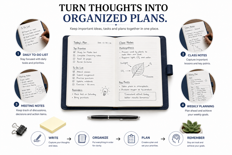 Elegant A5 Concise Notebook – Hardcover Diary for Everyday Writing, Organized Notes & Planning