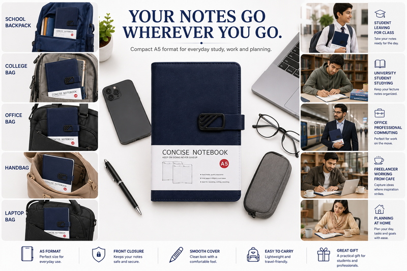 Elegant A5 Concise Notebook – Hardcover Diary for Everyday Writing, Organized Notes & Planning