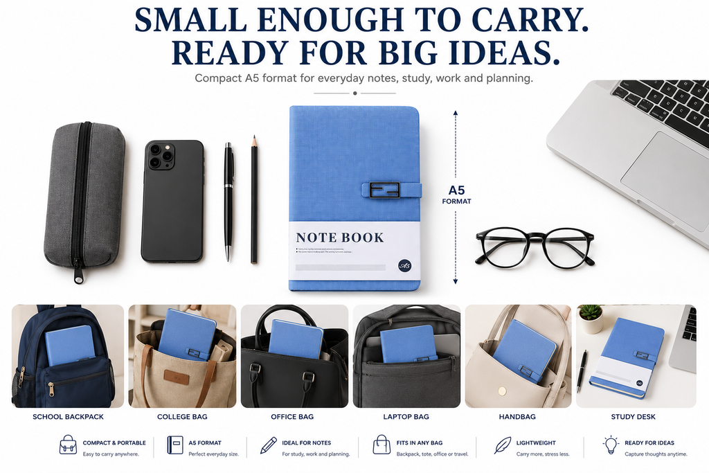 A5 Hardcover Diary with Front Closure – Stylish Notebook for Daily Notes, Work, Study & Planning