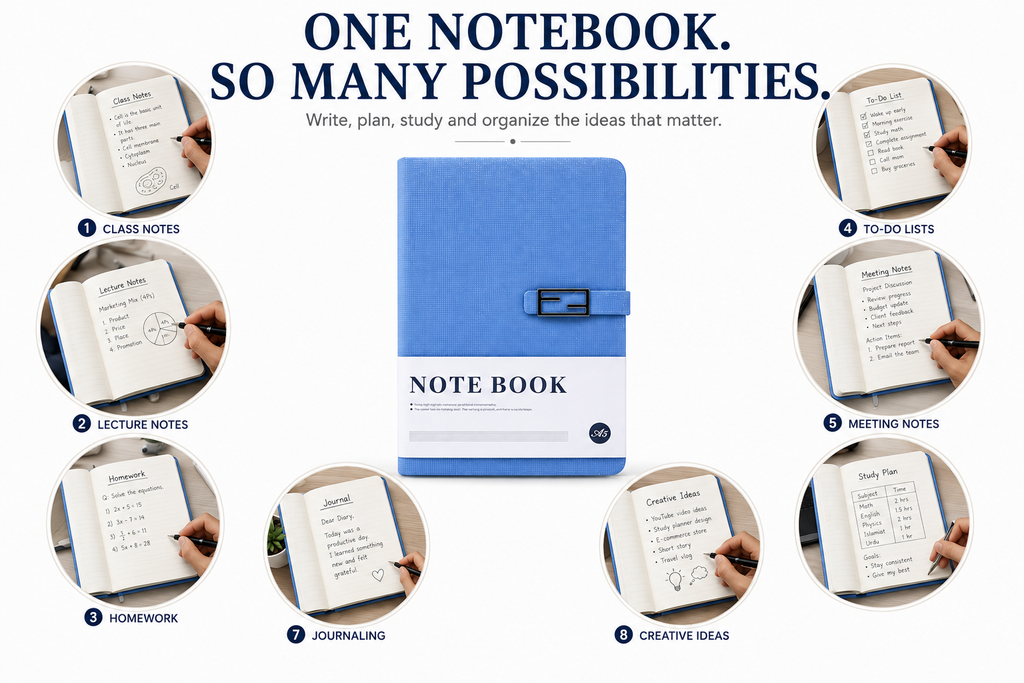 A5 Hardcover Diary with Front Closure – Stylish Notebook for Daily Notes, Work, Study & Planning