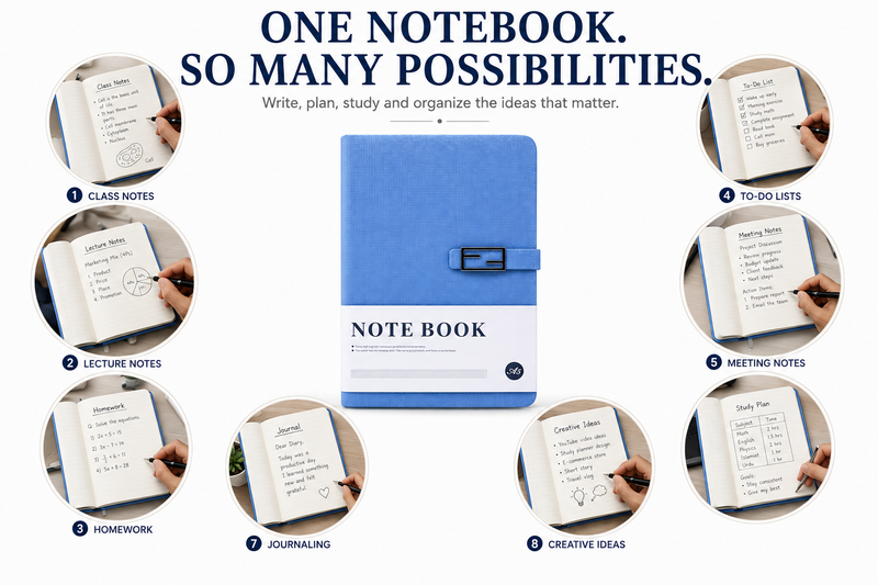 A5 Hardcover Diary with Front Closure – Stylish Notebook for Daily Notes, Work, Study & Planning