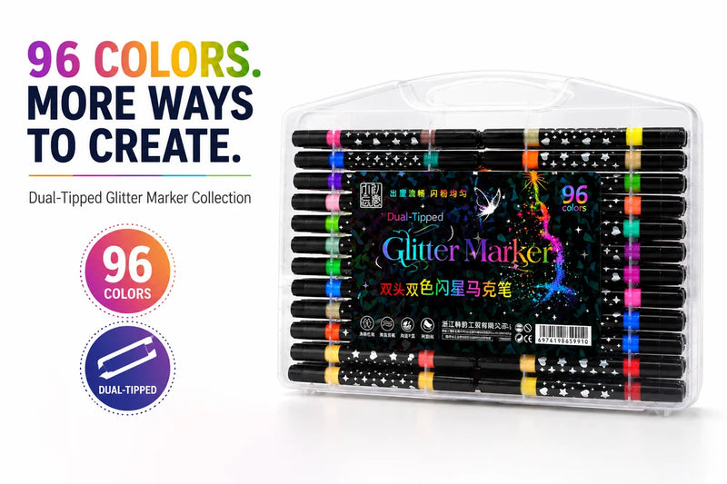 Glitter 36 colour Markers – Shiny Art Pens for Drawing, Crafting, School Projects, Cards & Creative DIY Artwork