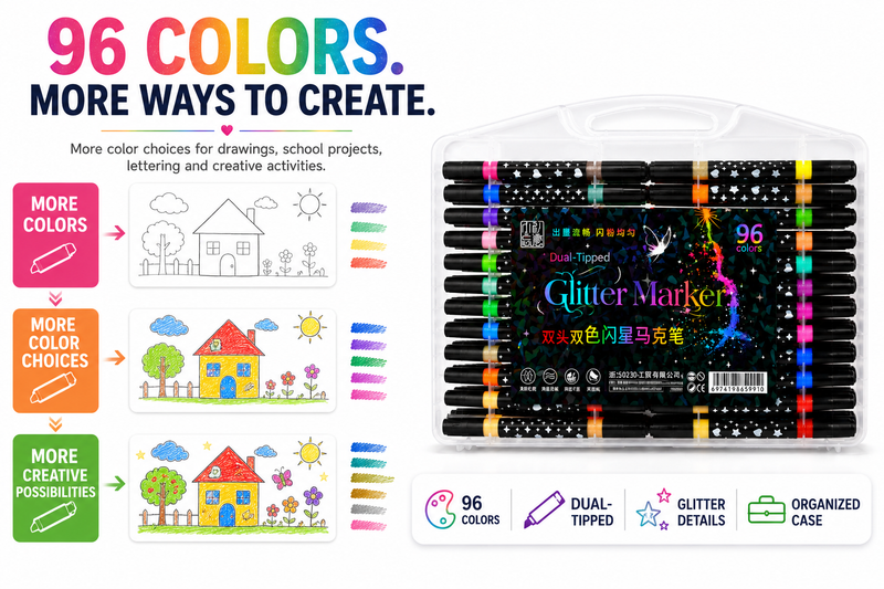 Glitter Marker Set – Shimmering Coloring Pens for DIY Crafts, Greeting Cards, Scrapbooking, Drawing & Creative Projects