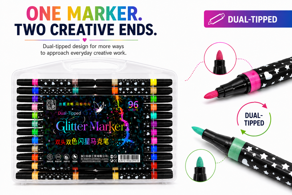 Glitter Marker Set – Shimmering Coloring Pens for DIY Crafts, Greeting Cards, Scrapbooking, Drawing & Creative Projects