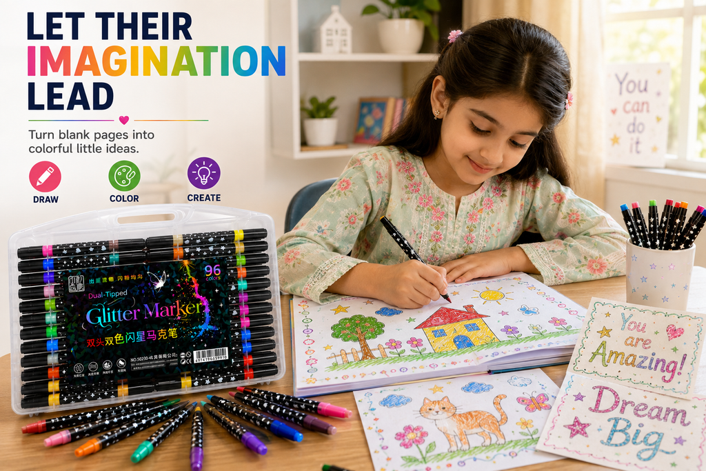 Glitter Marker Set – Shimmering Coloring Pens for DIY Crafts, Greeting Cards, Scrapbooking, Drawing & Creative Projects