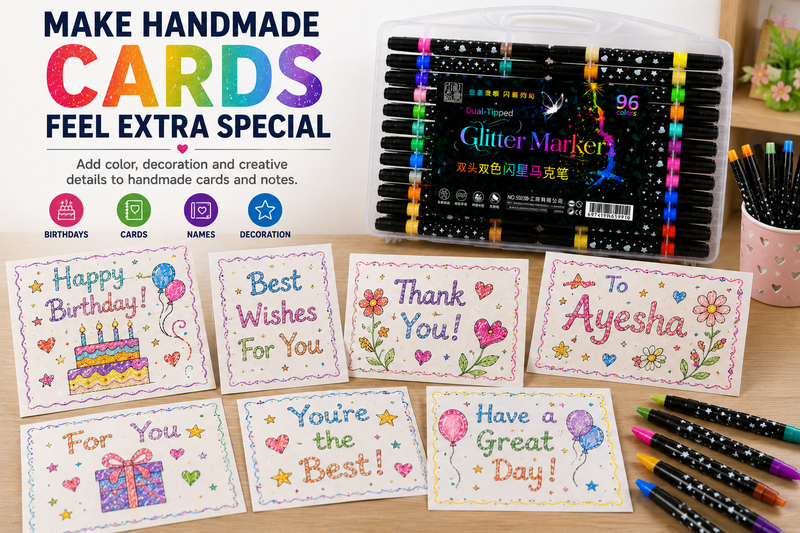 Glitter Marker Set – Shimmering Coloring Pens for DIY Crafts, Greeting Cards, Scrapbooking, Drawing & Creative Projects