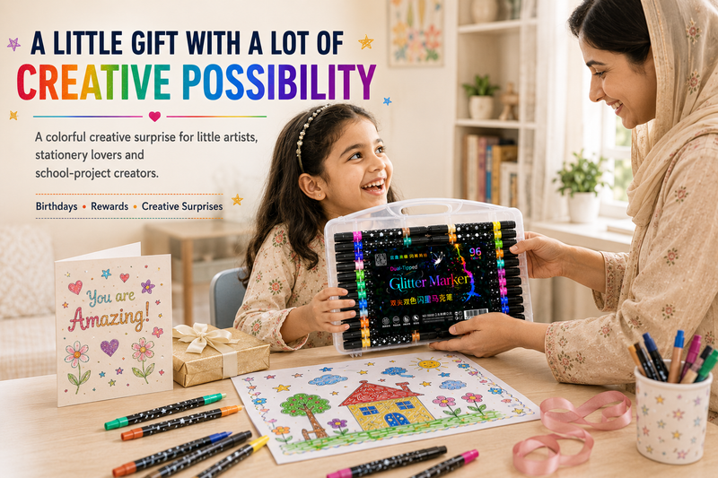 Glitter Marker Set – Shimmering Coloring Pens for DIY Crafts, Greeting Cards, Scrapbooking, Drawing & Creative Projects