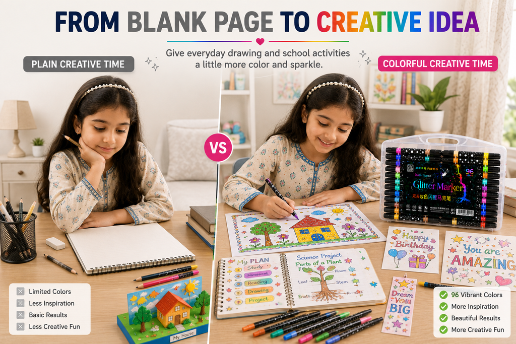 Glitter Marker Set – Shimmering Coloring Pens for DIY Crafts, Greeting Cards, Scrapbooking, Drawing & Creative Projects