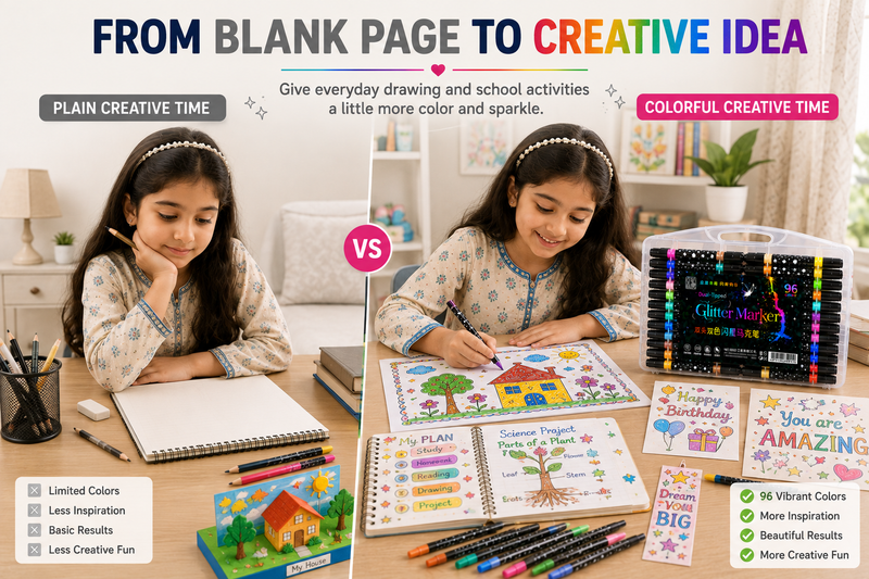 Glitter Marker Set – Shimmering Coloring Pens for DIY Crafts, Greeting Cards, Scrapbooking, Drawing & Creative Projects