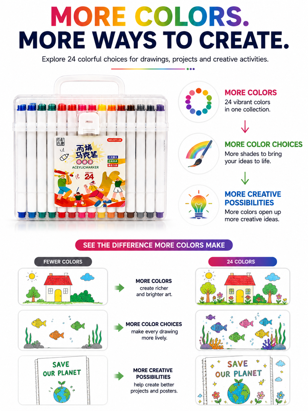 acrylic marker 24 colours