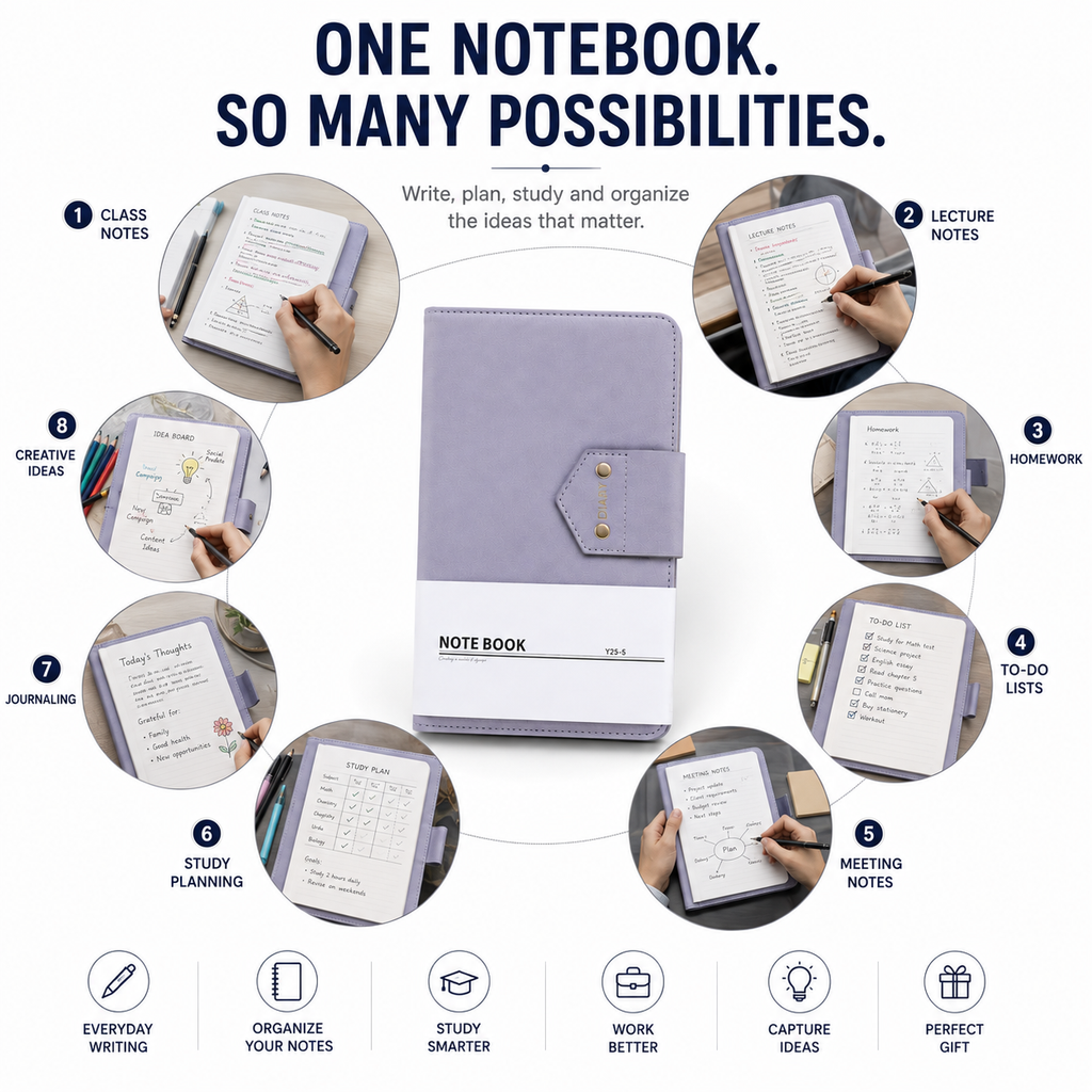 Stylish A5 Diary Notebook – Premium Writing Journal for Study, Work, Notes & Personal Planning