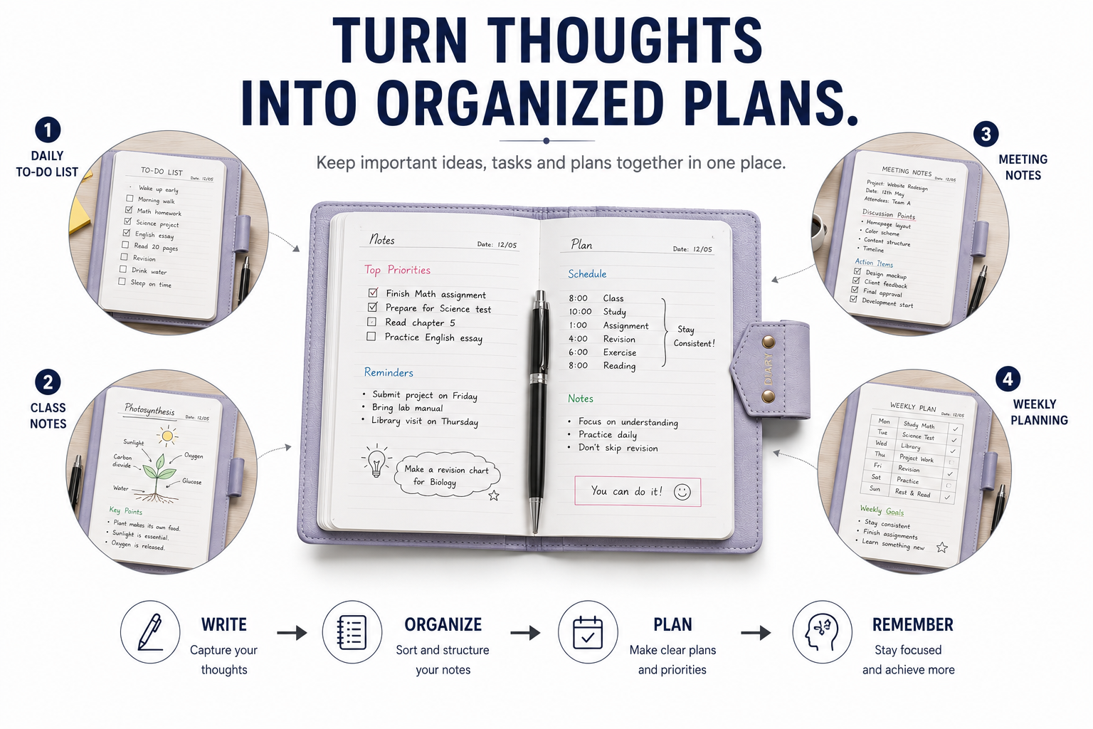 Stylish A5 Diary Notebook – Premium Writing Journal for Study, Work, Notes & Personal Planning