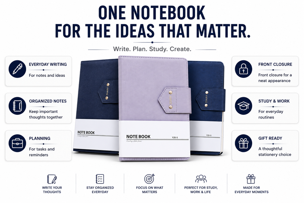 Stylish A5 Diary Notebook – Premium Writing Journal for Study, Work, Notes & Personal Planning