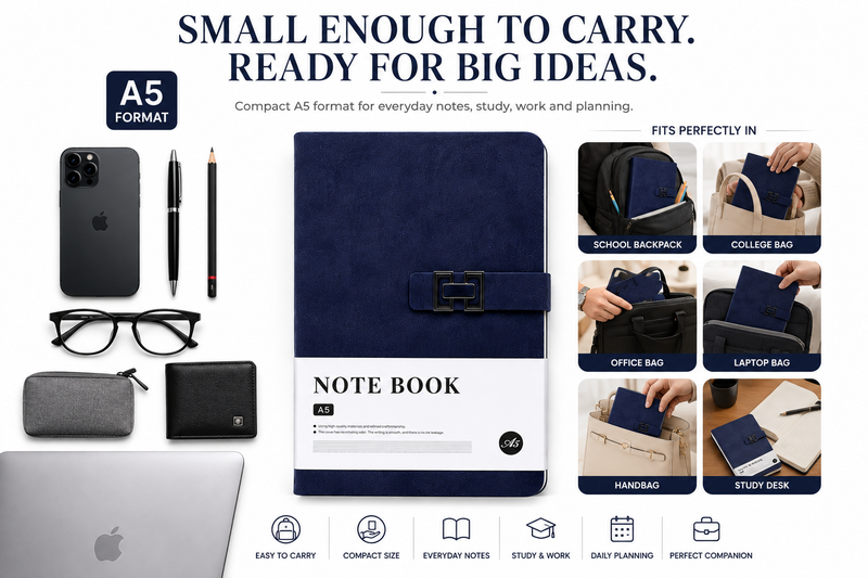 Elegant A5 Notebook – Professional Writing Journal for Notes, Planning, Work & Study