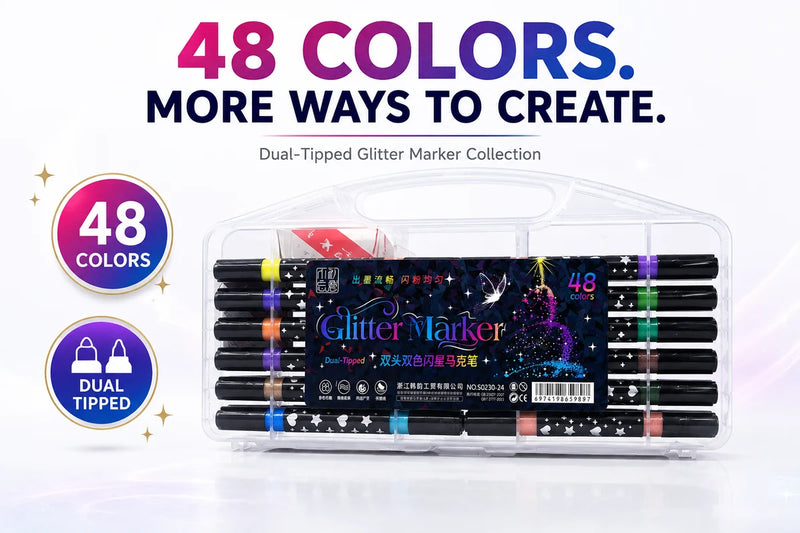 Glitter 36 colour Markers – Shiny Art Pens for Drawing, Crafting, School Projects, Cards & Creative DIY Artwork