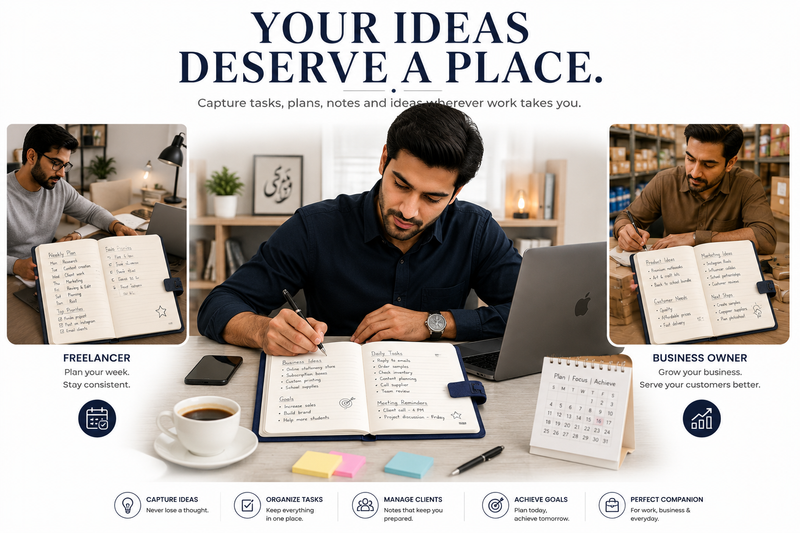 Elegant A5 Notebook – Professional Writing Journal for Notes, Planning, Work & Study