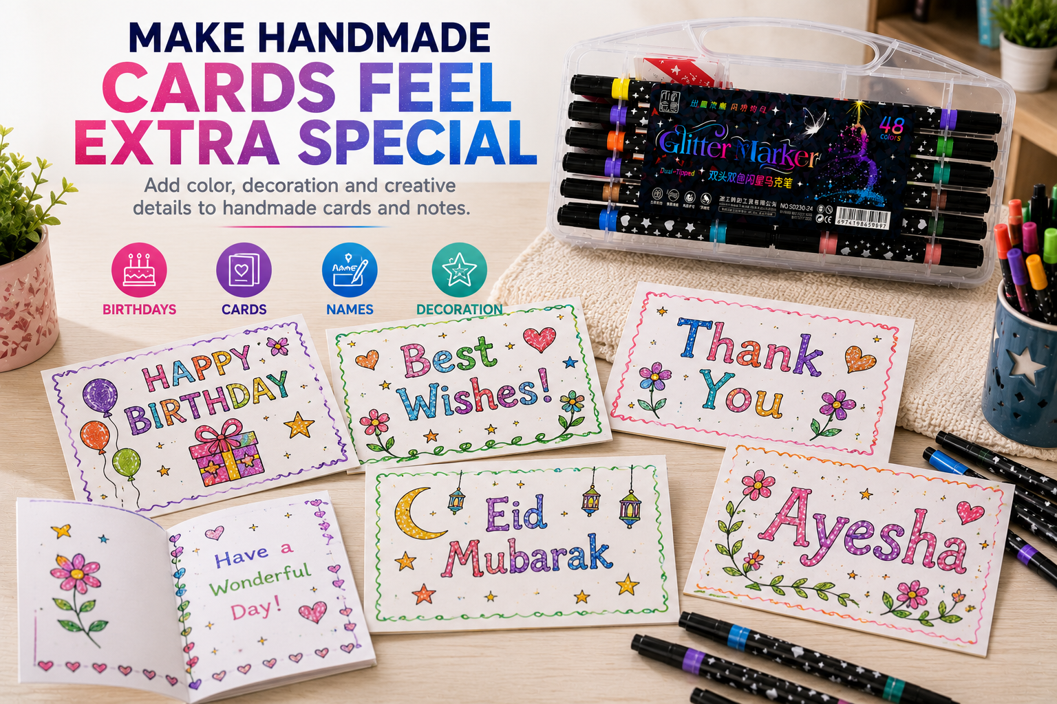 glitter merker 48 colours
