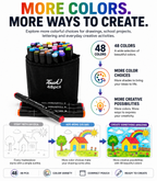 Touch 48-Piece Double-Sided Marker Set with Black Cotton Cover – Dual Tip Art Markers for Drawing, Sketching, Coloring, Shading & Creative Projects