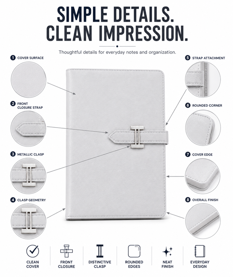 A5 Premium Journal Notebook – Stylish Front-Clasp Design for Organized Notes, Work, Study & Daily Planning