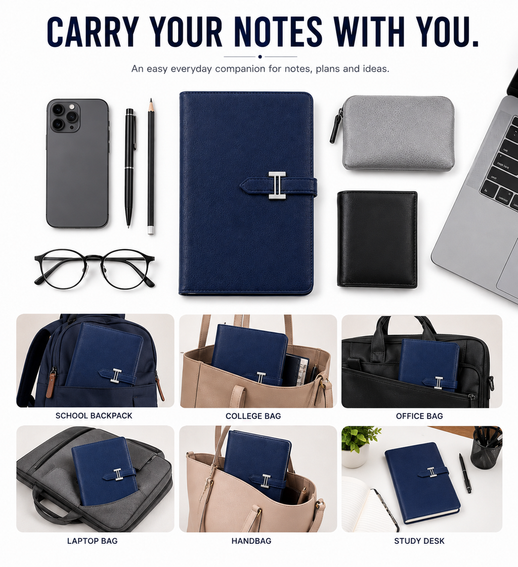 A5 Premium Journal Notebook – Stylish Front-Clasp Design for Organized Notes, Work, Study & Daily Planning