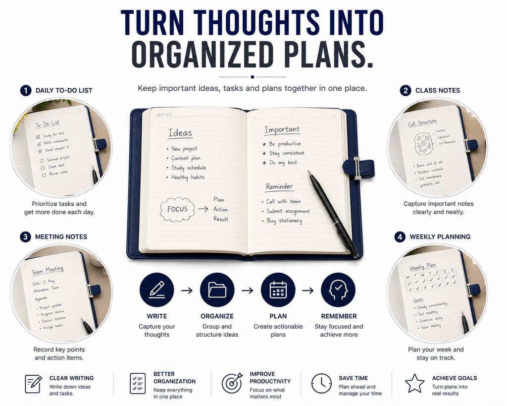A5 Premium Journal Notebook – Stylish Front-Clasp Design for Organized Notes, Work, Study & Daily Planning
