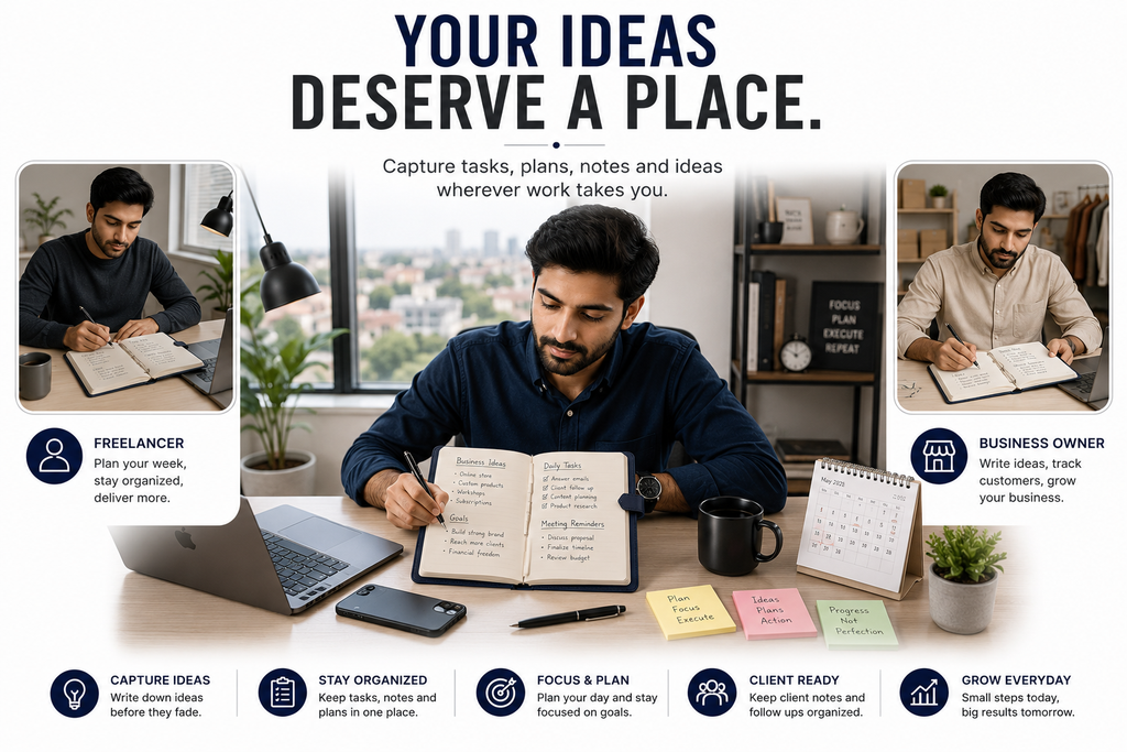 A5 Premium Journal Notebook – Stylish Front-Clasp Design for Organized Notes, Work, Study & Daily Planning