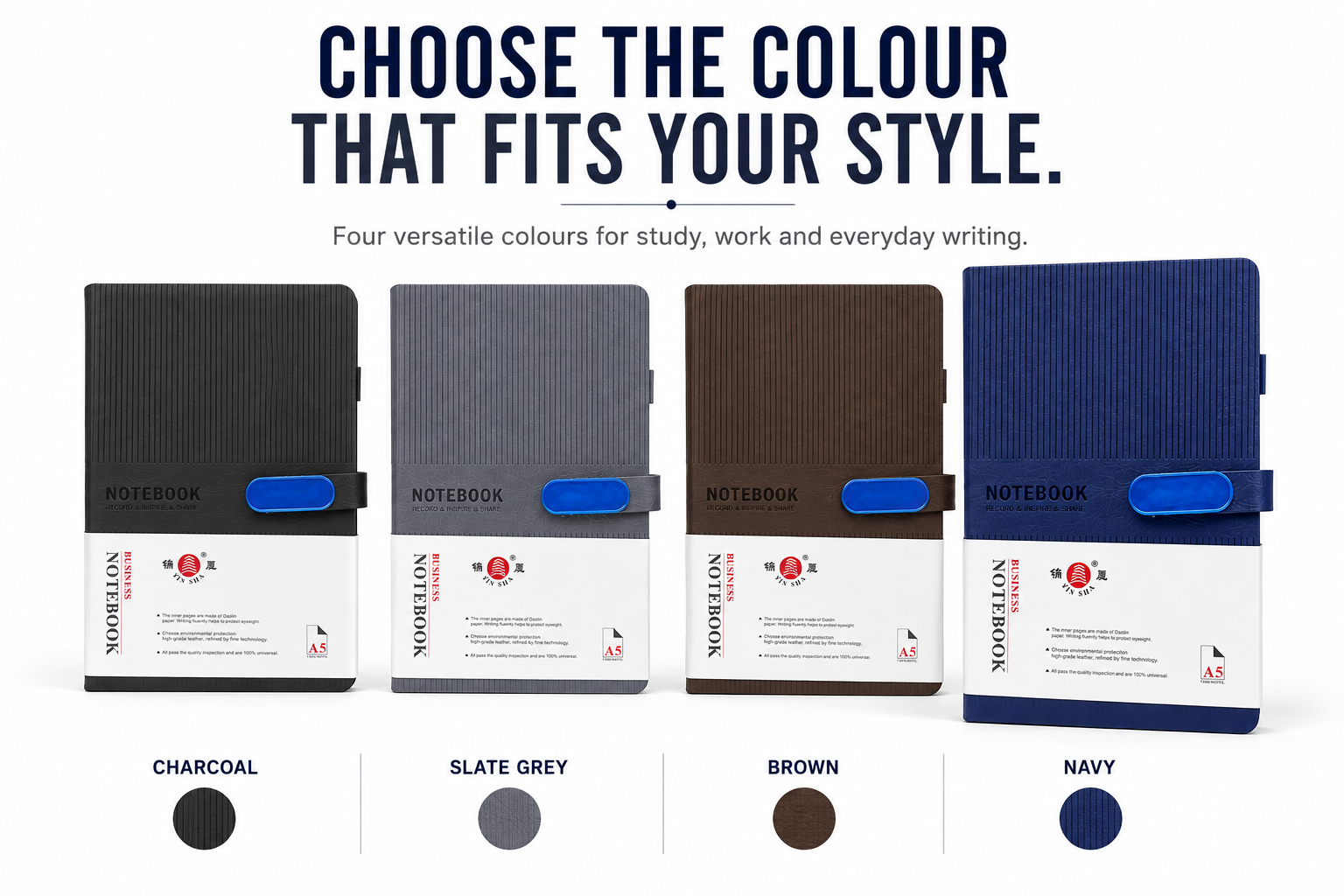 A5 Everyday Notebook – Textured Cover Journal Available in Multiple Colors for Notes, Work, Study & Planning