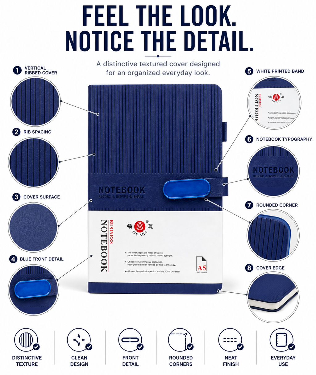 A5 Everyday Notebook – Textured Cover Journal Available in Multiple Colors for Notes, Work, Study & Planning