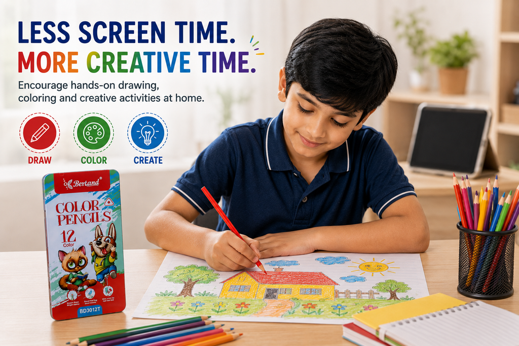 12-Piece Bertand Colour Pencil Set – Bright Shades with Smooth Colour Application for School, Drawing, Crafts & Creative Learning