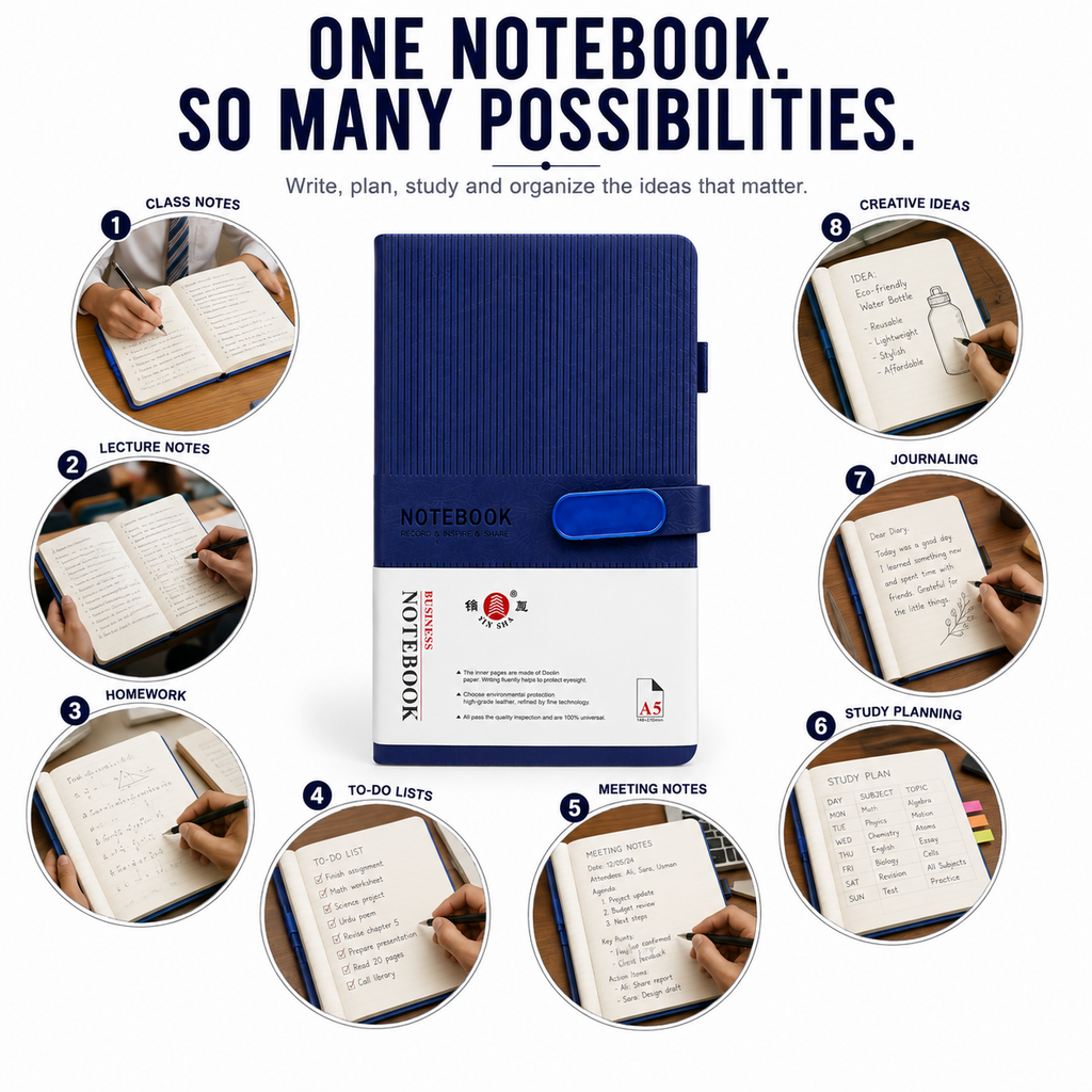 A5 Everyday Notebook – Textured Cover Journal Available in Multiple Colors for Notes, Work, Study & Planning