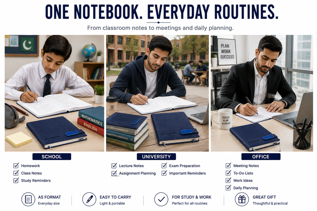 A5 Everyday Notebook – Textured Cover Journal Available in Multiple Colors for Notes, Work, Study & Planning