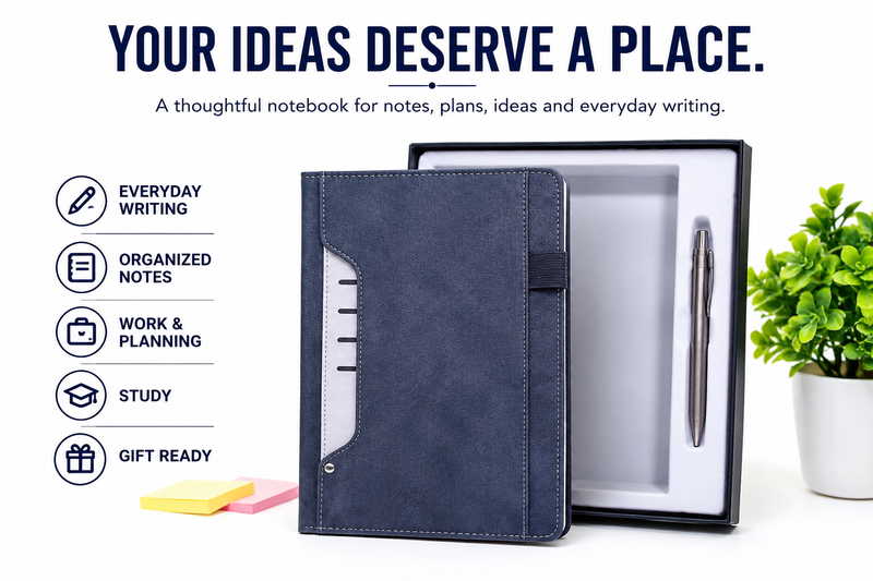 Executive Organizer Notebook with Pen – Premium Navy Journal Gift Set for Business, Meetings, Planning & Writing